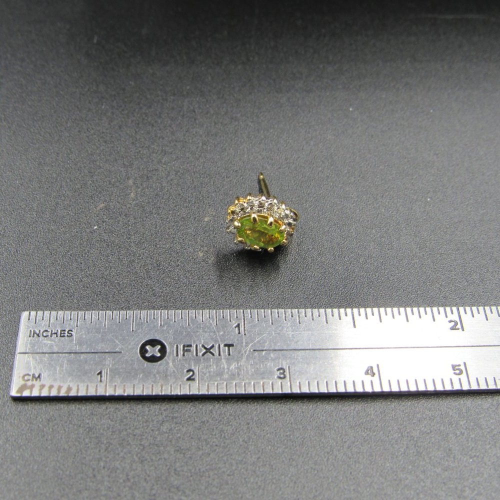 Sterling Silver Simple Oval Peridot Gold Plated Stud Earrings Vintage - Picture 6 of 7